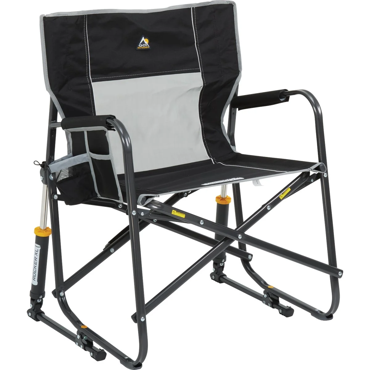 Stylish GCI Outdoor style Black PVC-Backed Polyester Powder-Coated Steel XL Folding Rocker Long-Lasting