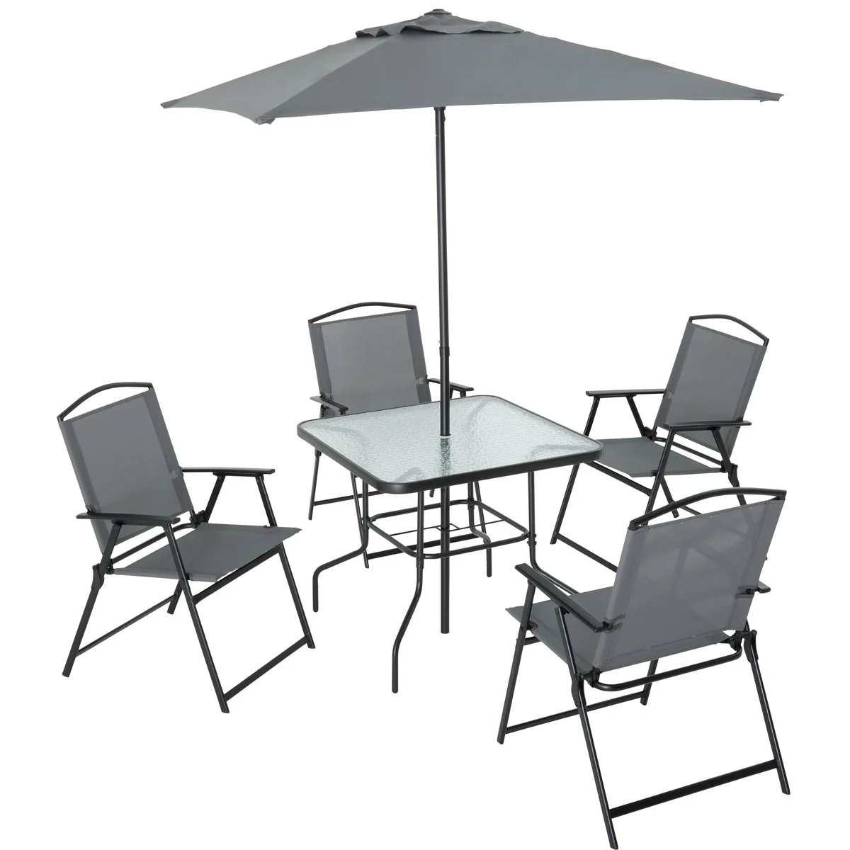 Smart Outdoor Expressions 6-Piece Sling Dining Set with Umbrella Trusted