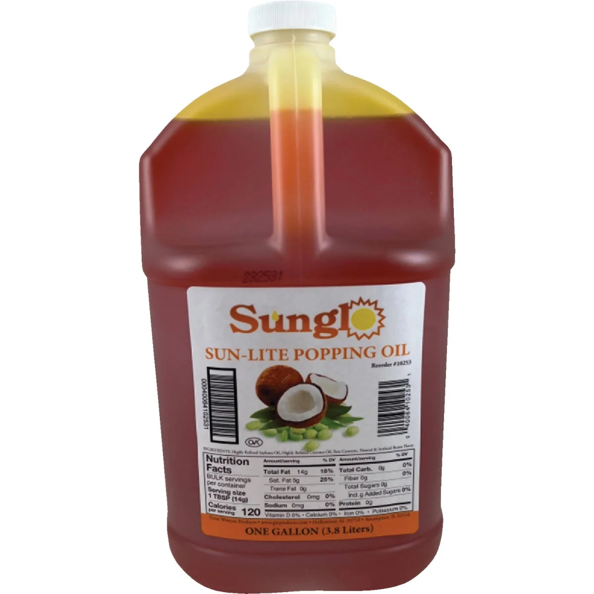 Detailed Sunglo Sun-Light 1 Gal. Popcorn Popping Oil High-Grade