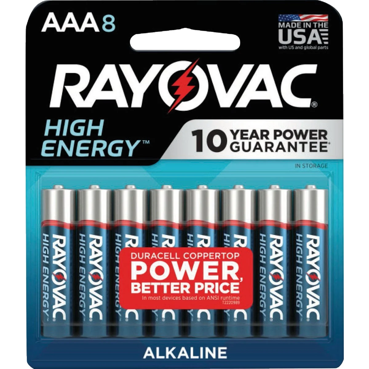 Original Design Rayovac High Energy AAA Alkaline Battery 8-Pack Clean