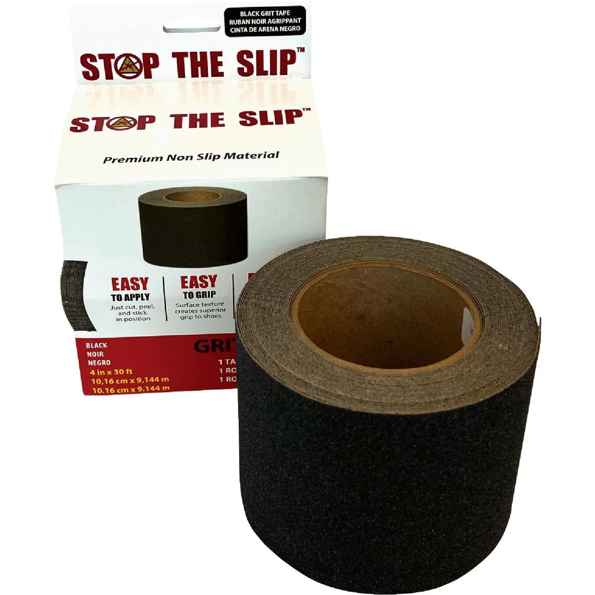 Certified Stop The Slip 4 In. x 30 Ft. Black Non-Slip Grit Tape Solid