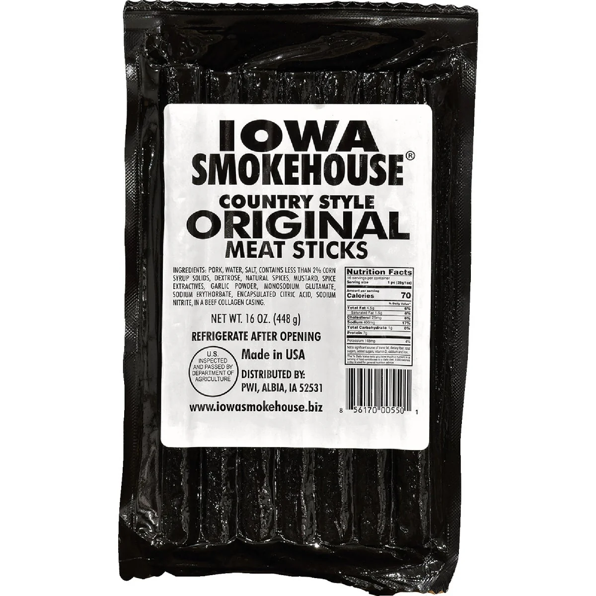 Selected Iowa Smokehouse 16 Oz. Country Style Meat Stick Practical