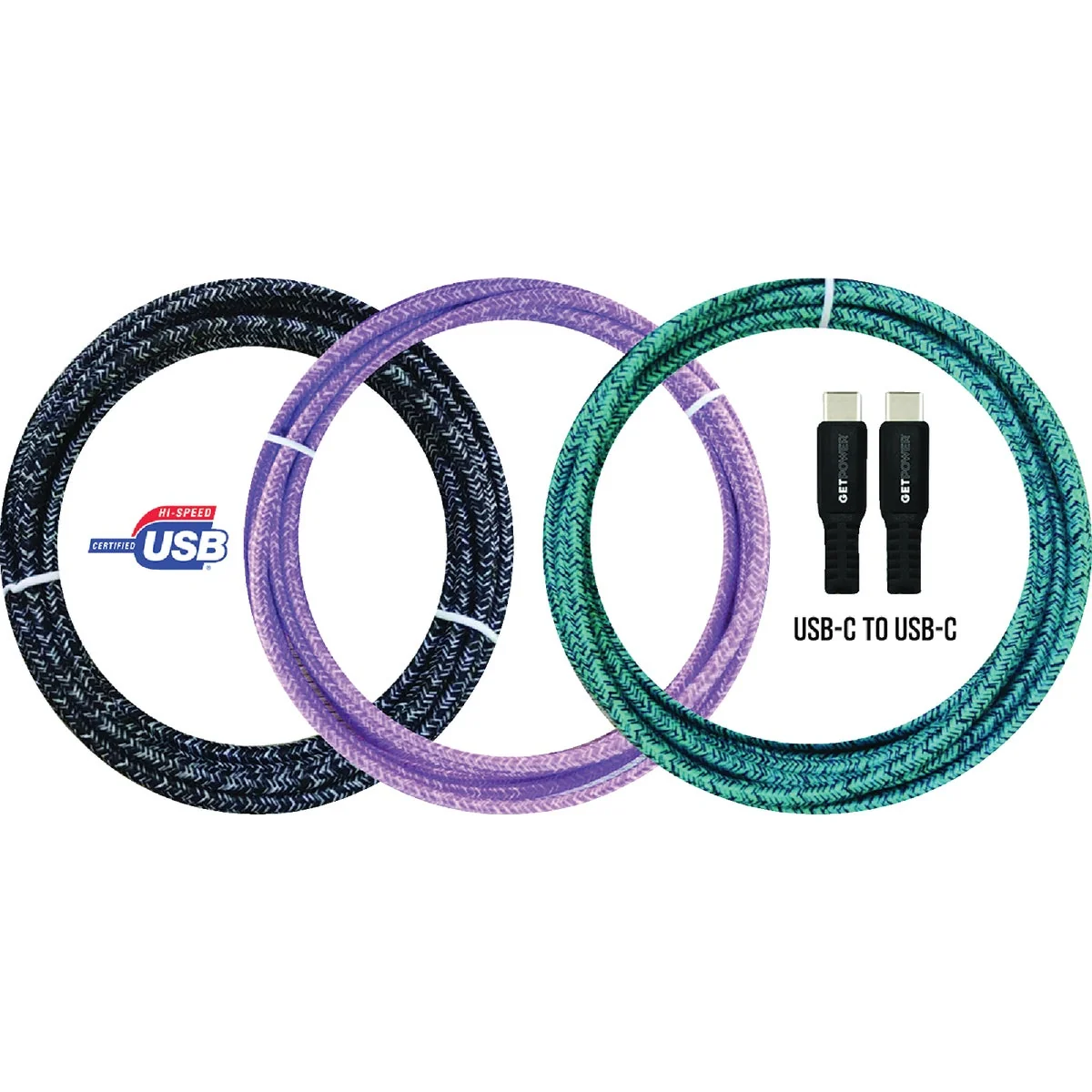 Traditional GetPower 10 Ft. USB-C to USB-C Braided Power Delivery Cable Official