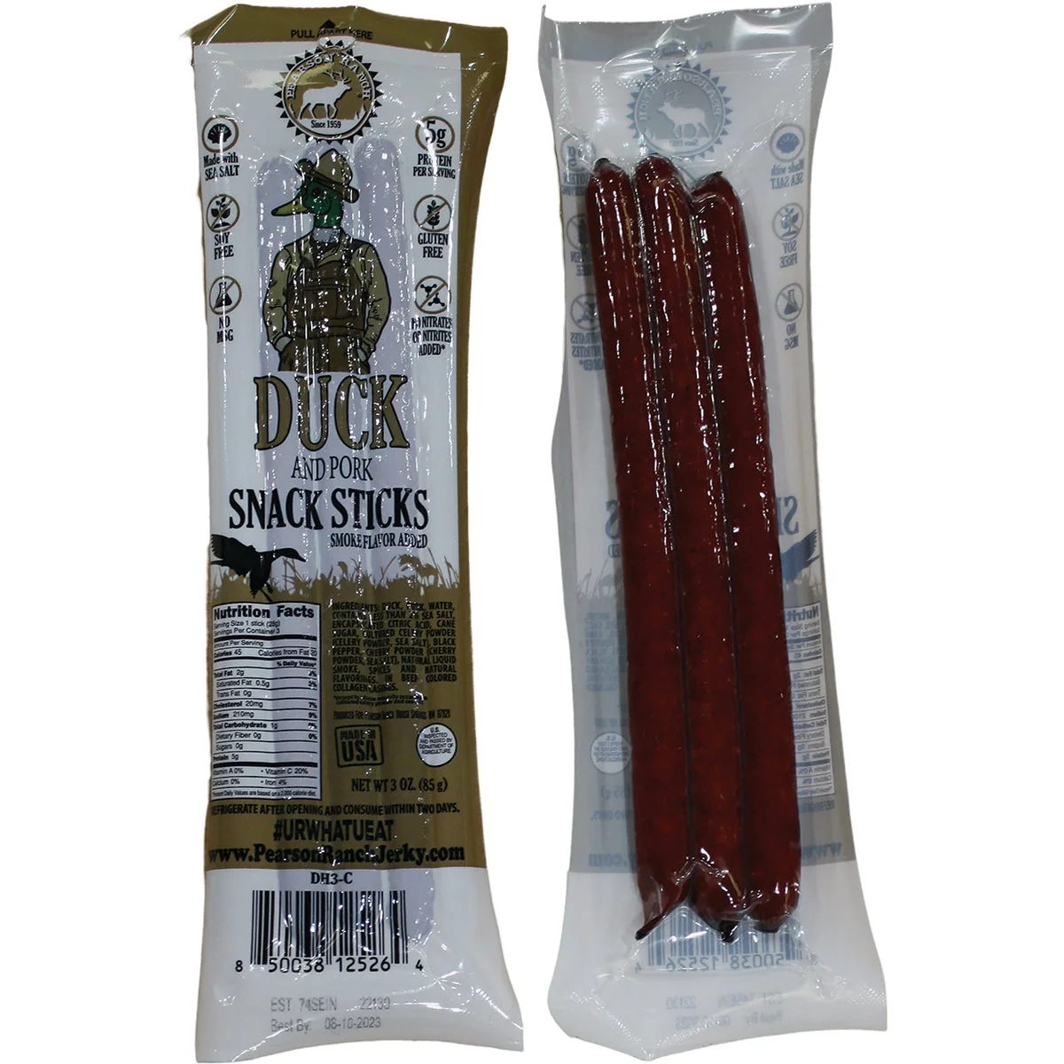 Natural Pearson Ranch Jerky 3 Oz. Duck Multi-Pack Snack Stick Selected