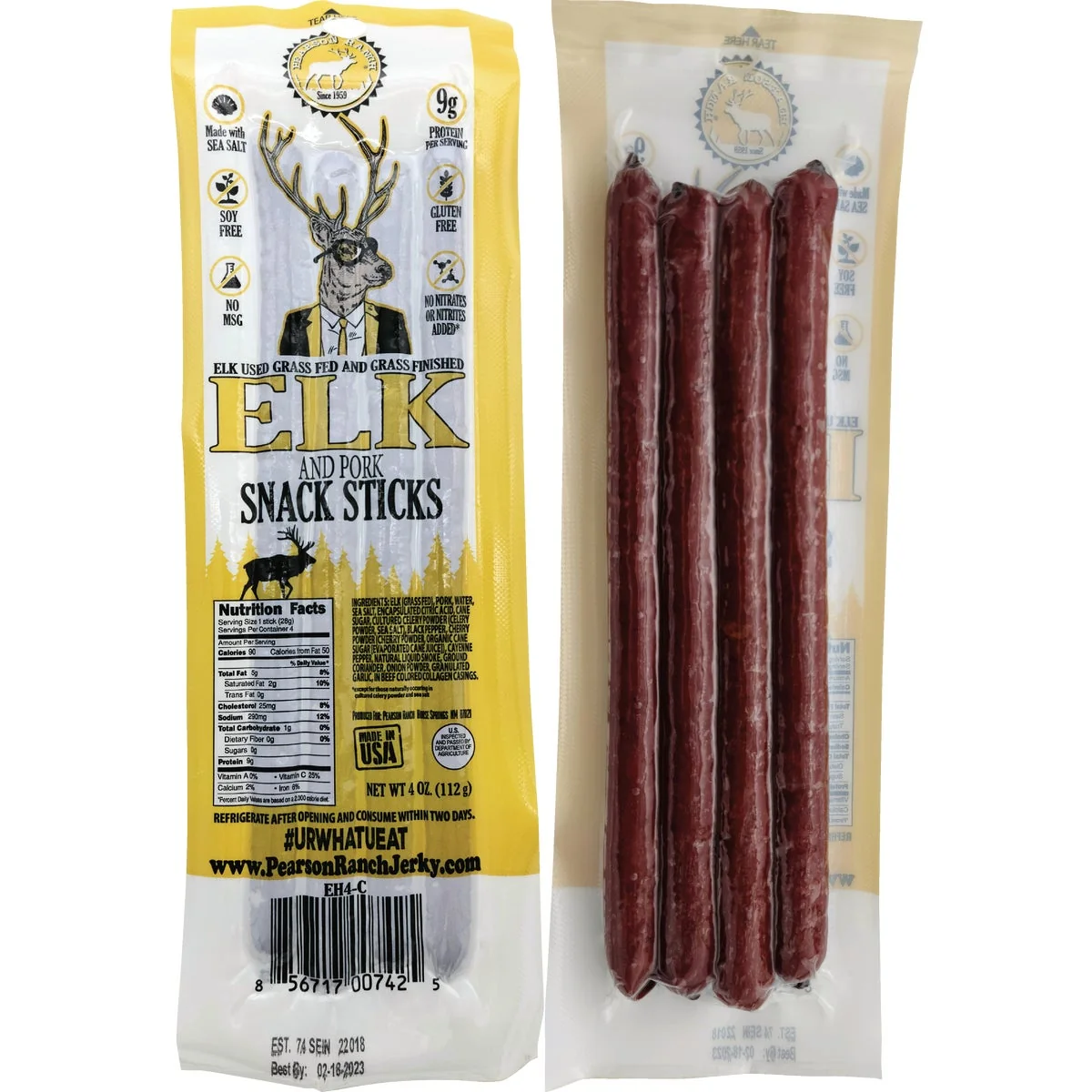 Official Pearson Ranch Jerky 4 Oz. Elk Hickory Multi-Pack Snack Stick Effective