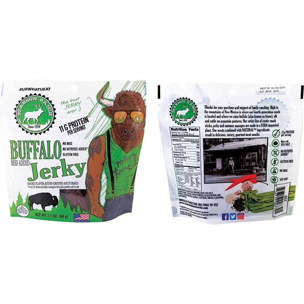 Durable Pearson Ranch 2.1 Oz. All-Natural Buffalo Jerky Reusable