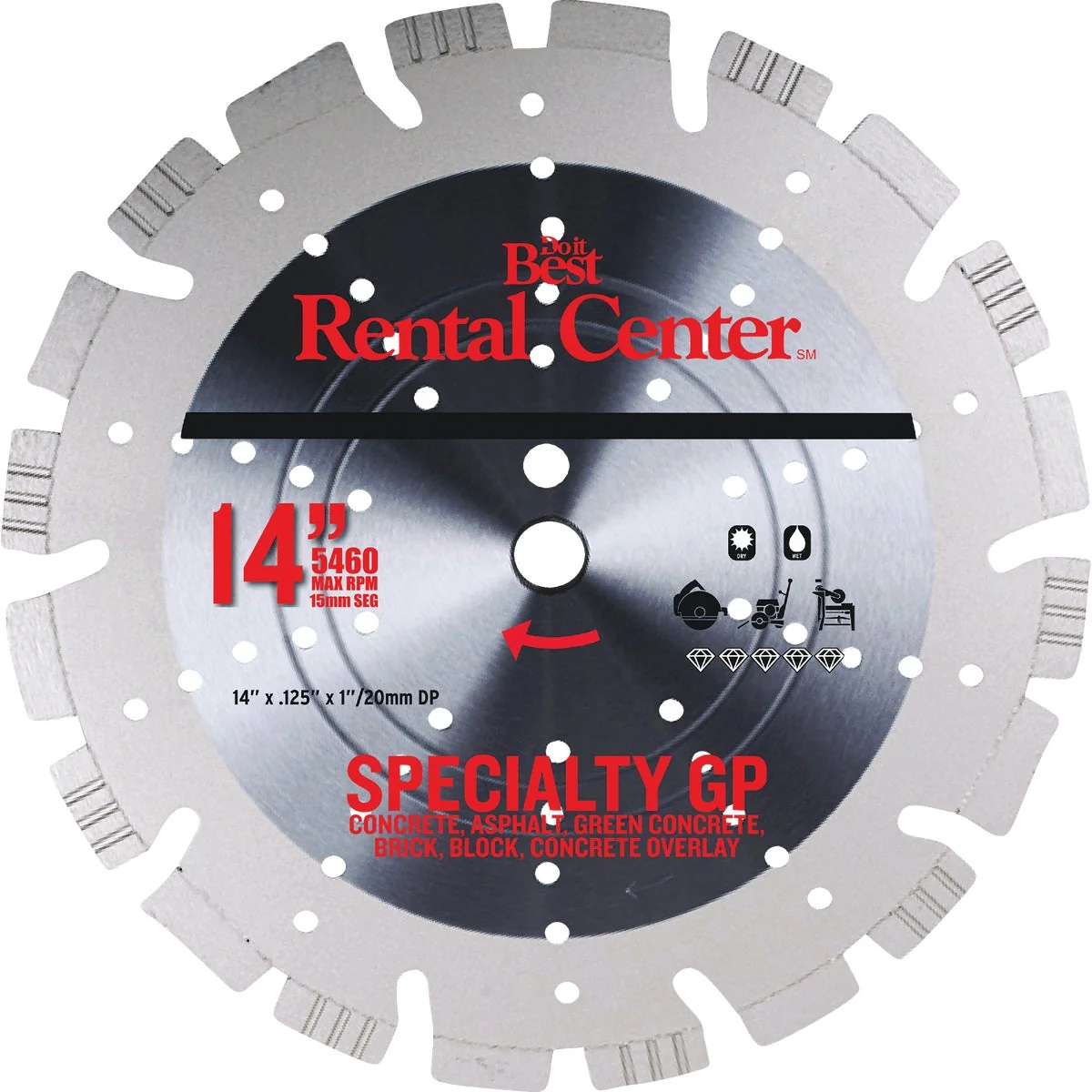 Lightweight Virginia Abrasives 14 In. Alternating Turbo Wedge Segments Dry Wet Premium Diamond Blade Genuine