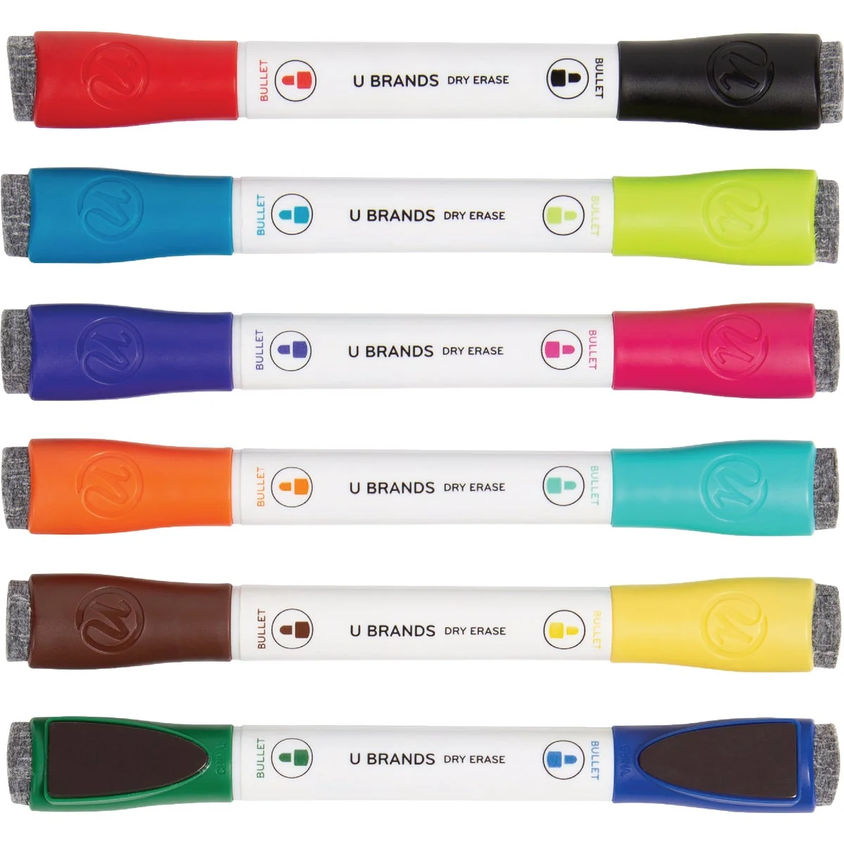 Carefully Designed U Brands Magnetic Double Ended Chisel Tip Dry Erase Marker Assortment 6-Pack Comfortable
