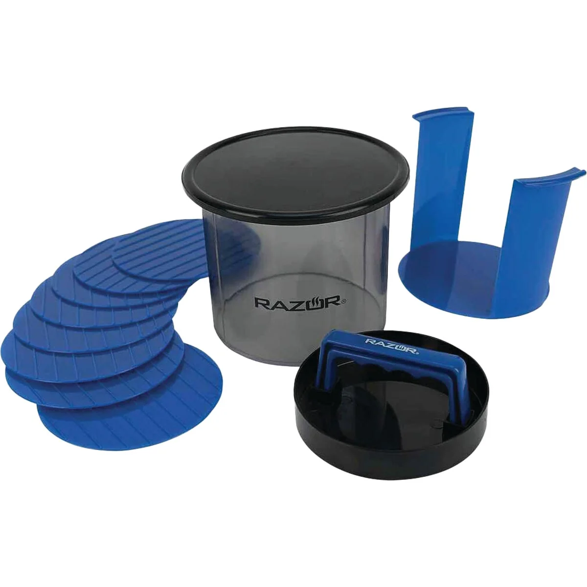 Innovative Mr. Bar-B-Q Razor 6 In. Burger Press Caddy 12-Piece Original