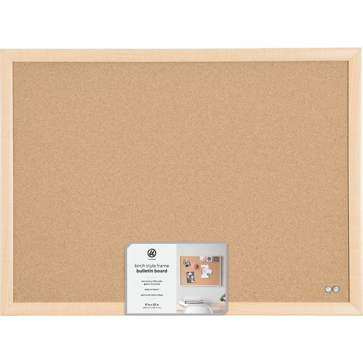 High-Grade U Brands 23 In. x 17 In. Cork Bulletin Board Enhanced