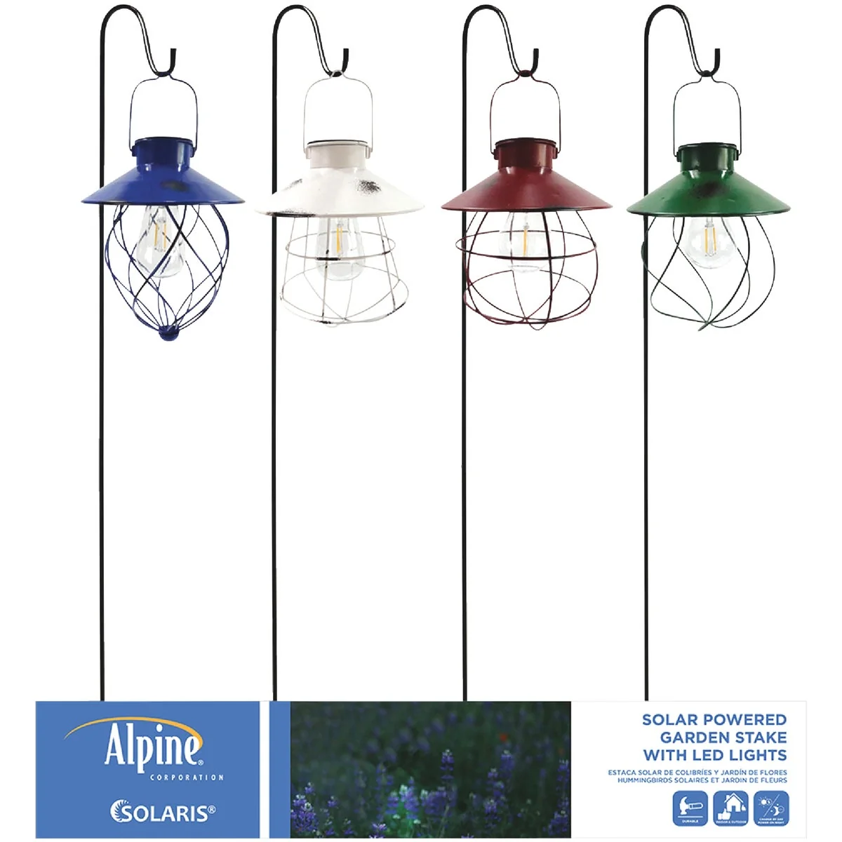 Reliable Alpine Metal 42 In. H. LED Solar Hanging Lantern with Hook Stake Casual