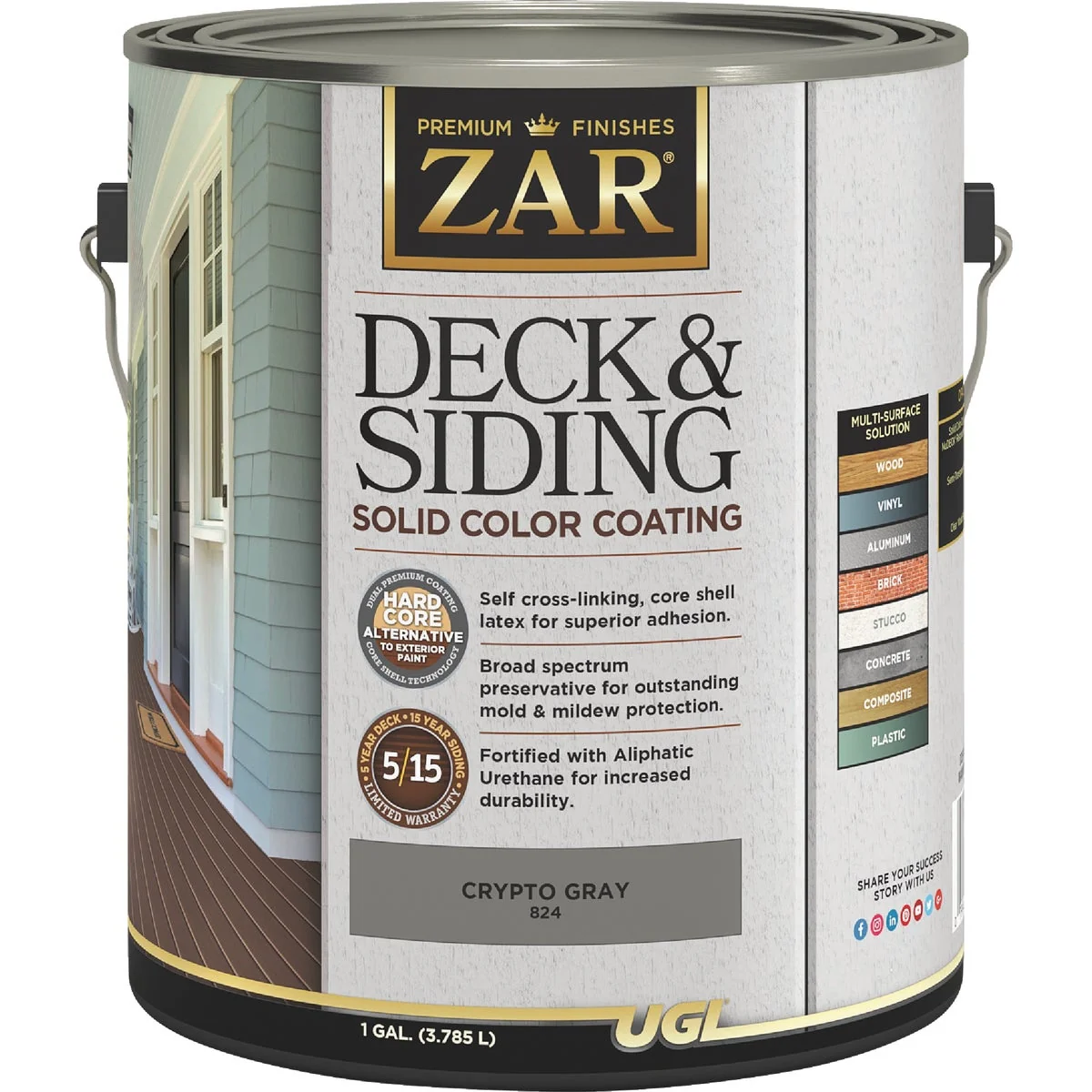 Casual ZAR Solid Deck Siding Coating Crypto Gray 1 Gal. Efficient