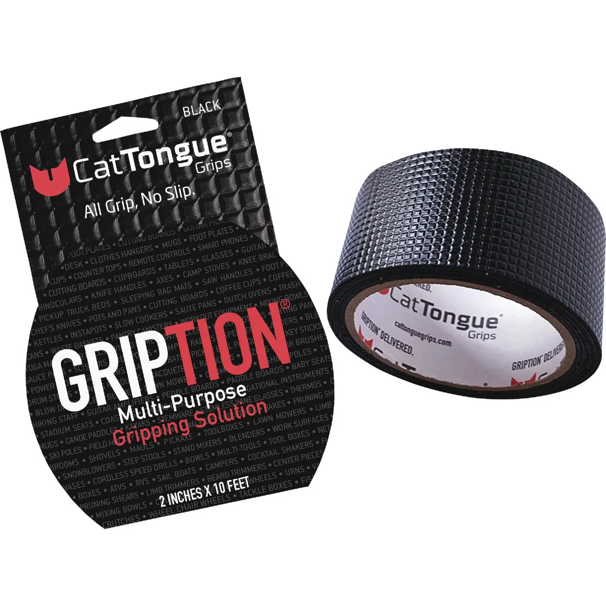 Outstanding CatTongue Grips Gription 10 Ft. Black Non-Abrasive Anti-Slip Roll Next-Generation