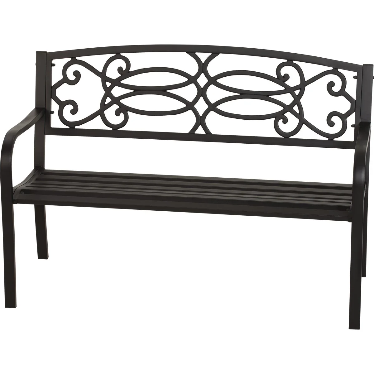 Original Design Outdoor Expressions Kensington 50 In. L. Black Steel Bench Top-Quality