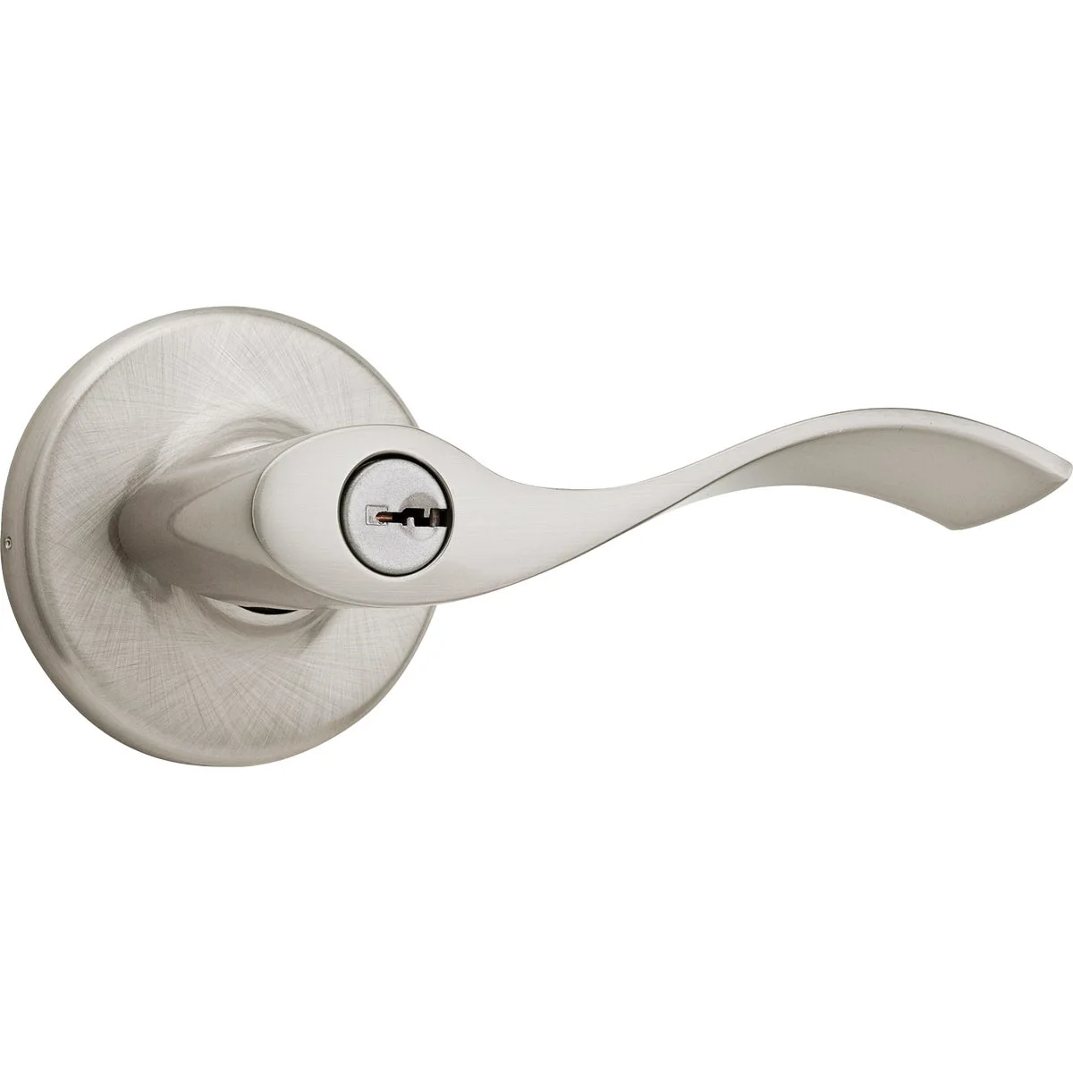 Consistent Kwikset Balboa Keyed Entry Lever in Satin Nickel Elite