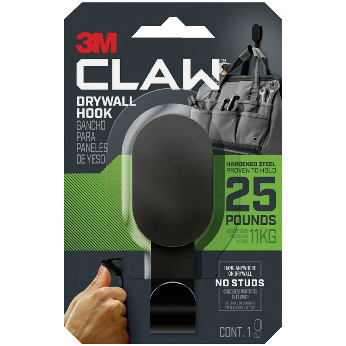 Casual 3M Claw 25 Lb. Black Drywall Hook Responsible
