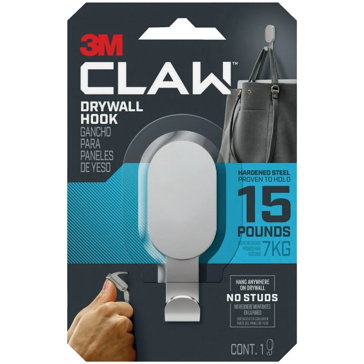 Certified 3M Claw 15 Lb. Silver Drywall Hook Official