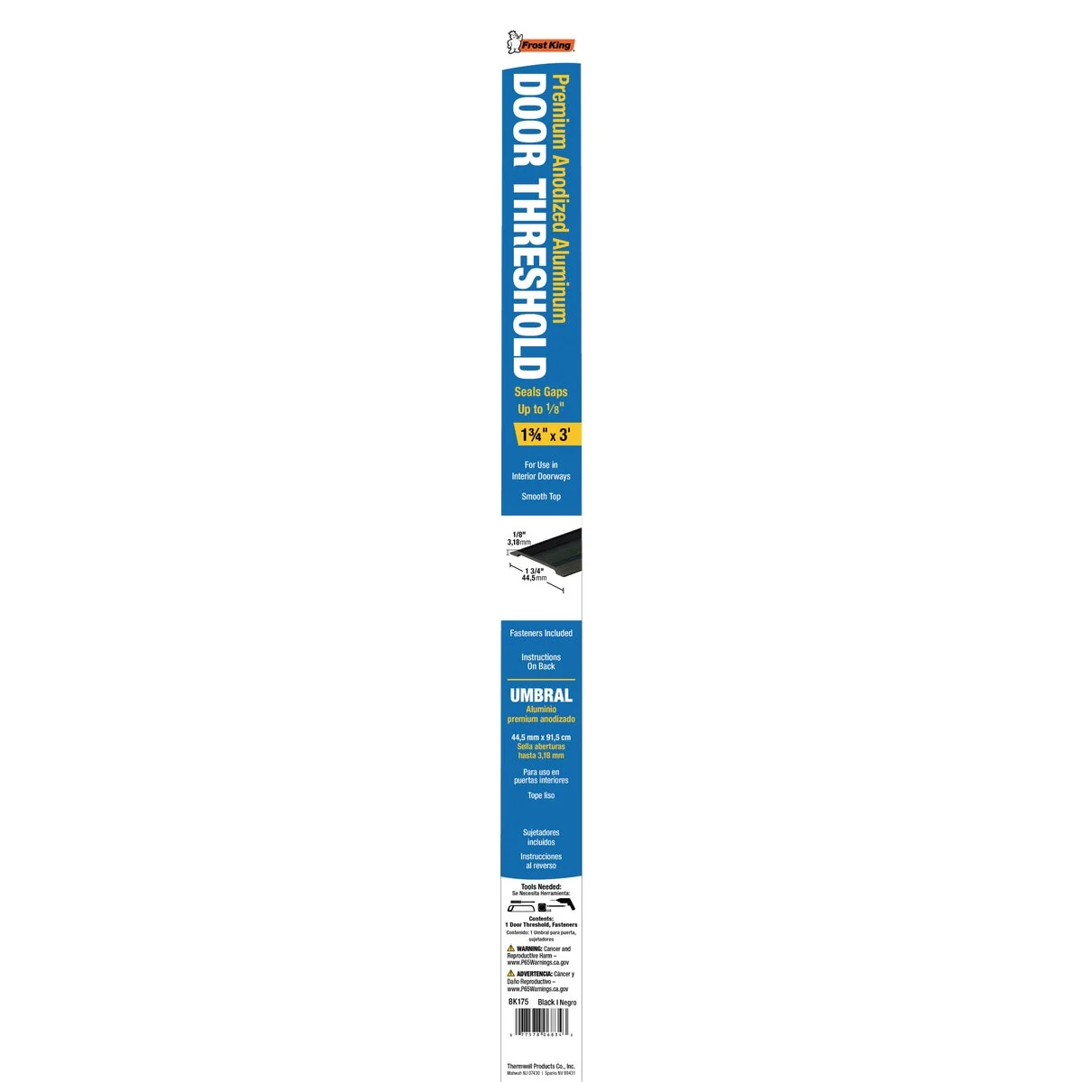 Certified Frost King 36 In. x 1-3 4 In. x 1 8 In. Black Aluminum Threshold Smooth
