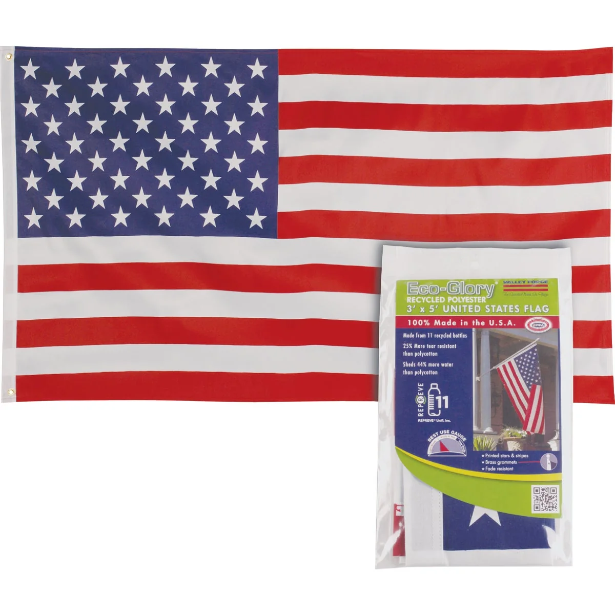 Innovative Valley Forge Eco-Glory 3 Ft. x 5 Ft. Recycled Polyester American Flag Unique
