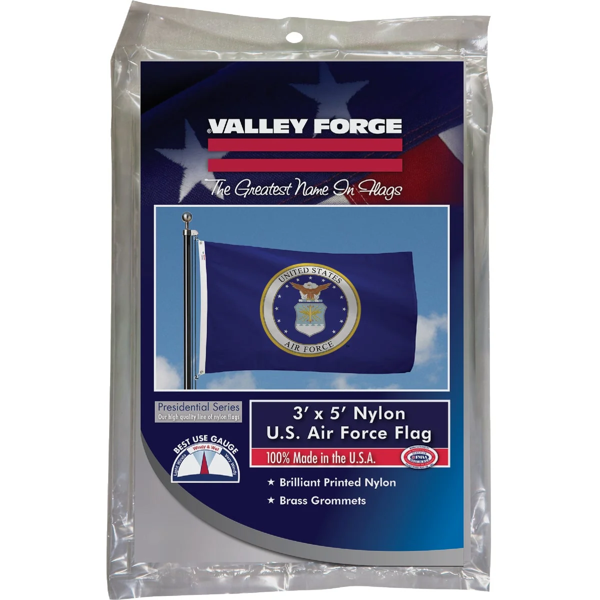 Superior Valley Forge 3 Ft. x 5 Ft. Nylon Air Force Military Flag Professional