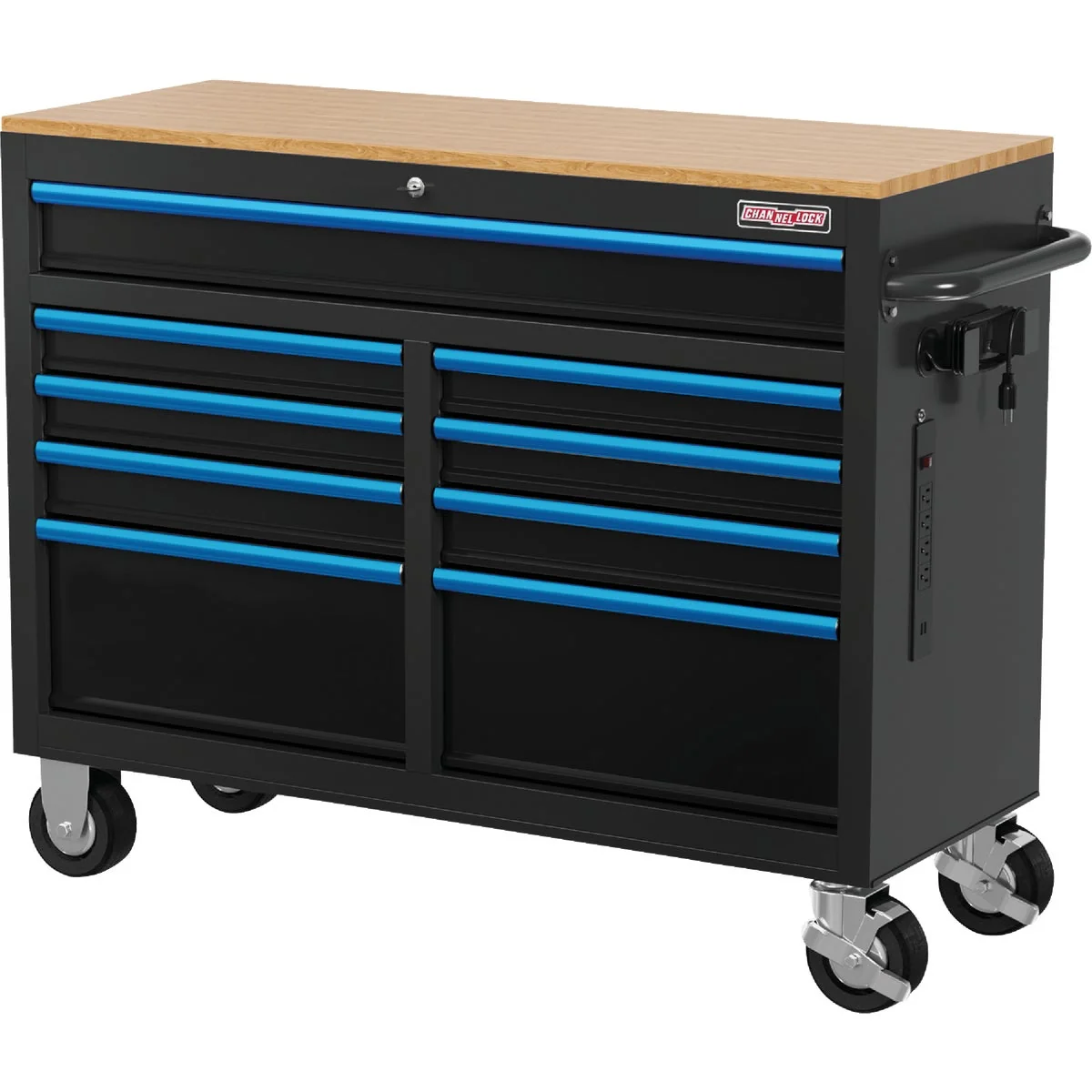 Crafted Channellock 46 In. 9-Drawer Tool Cabinet with Wooden Top Fast