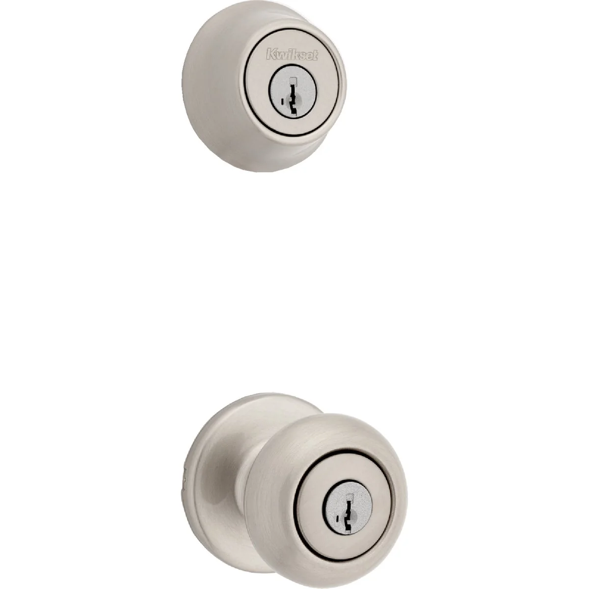 Specialty Kwikset Cove Satin Nickel Deadbolt Door Knob Combo with Smartkey Elegant