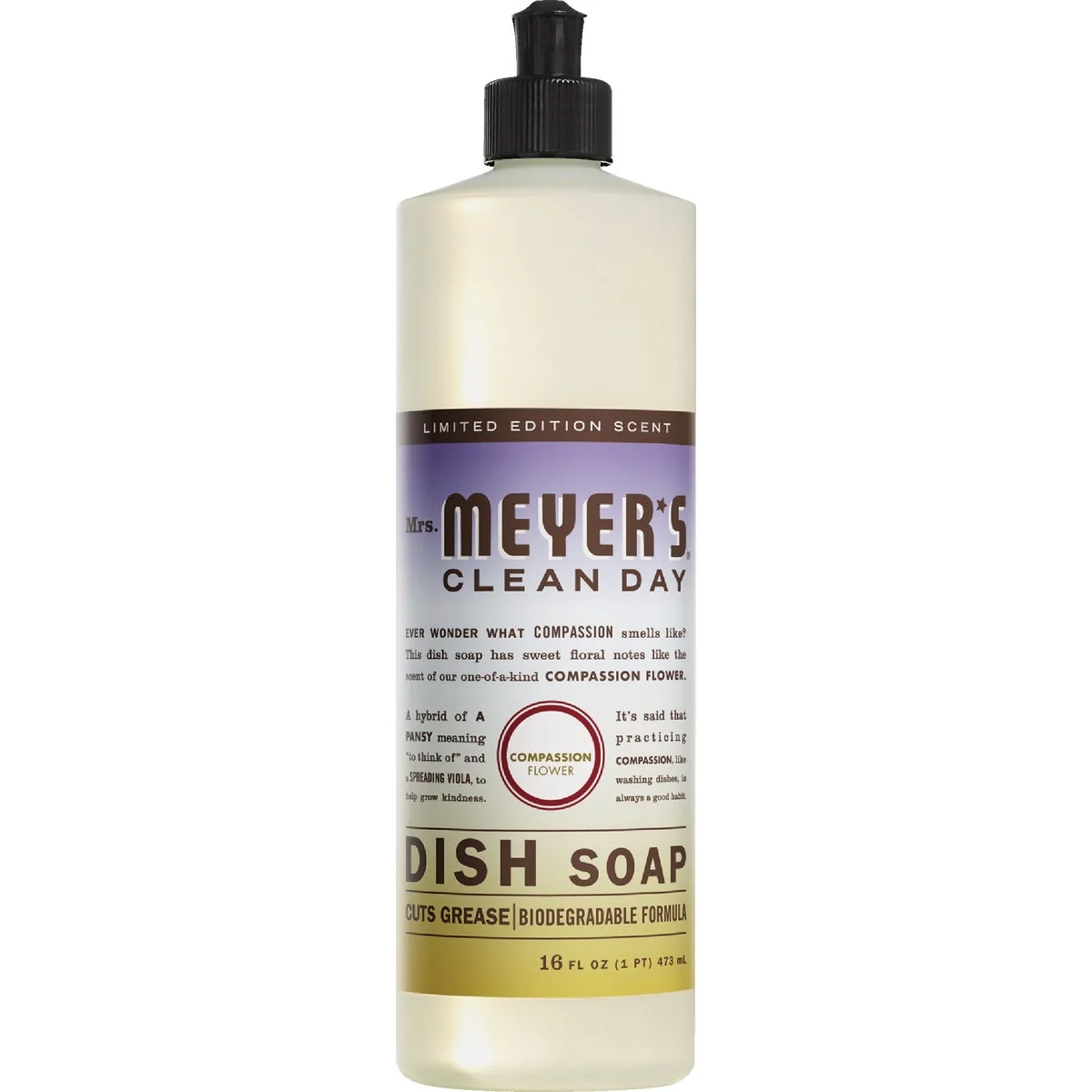 Convenient Mrs. Meyer's Clean Day 16 Oz. Compassion Flower Liquid Dish Soap Organic