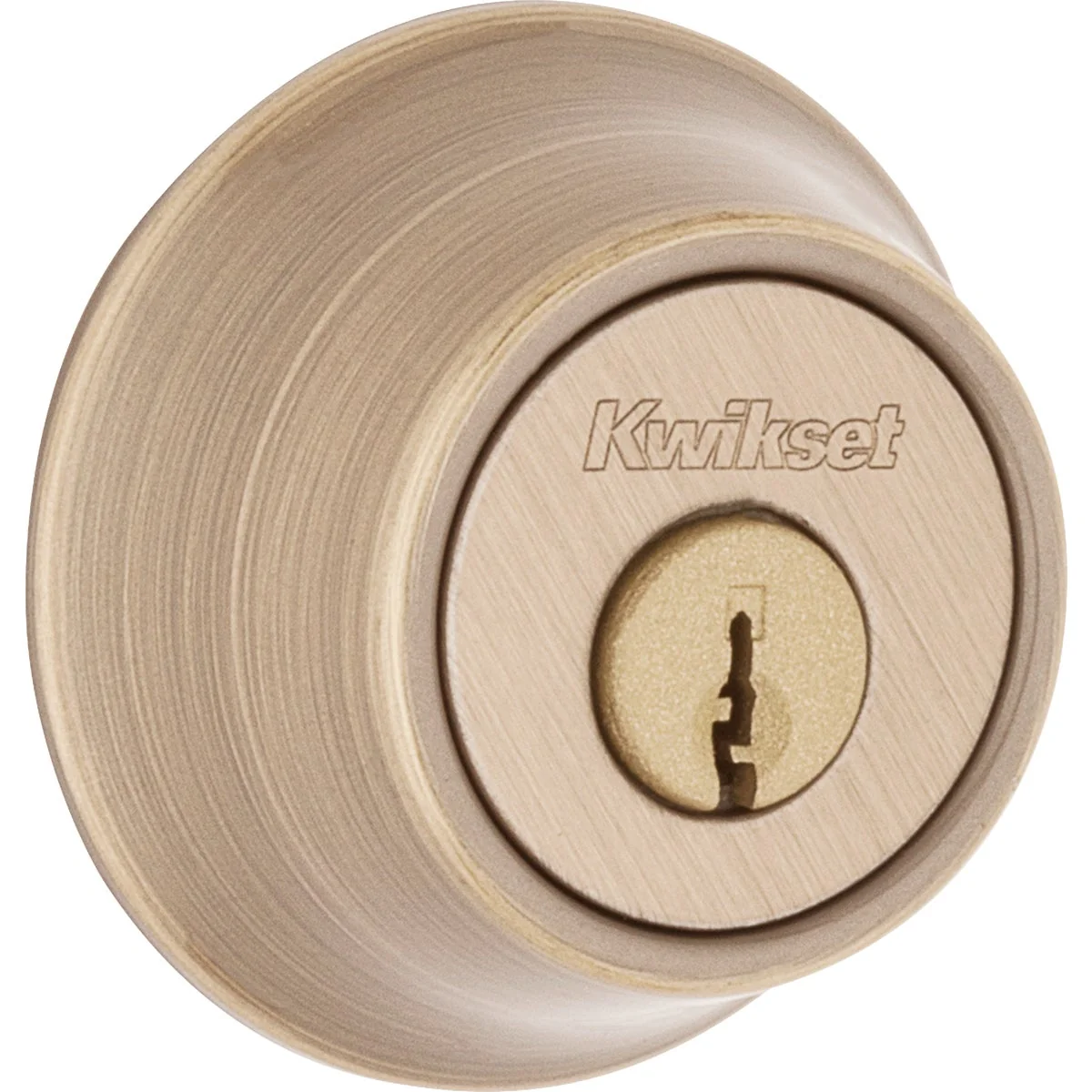 Contemporary Kwikset 660 Deadbolt Keyed One Side Antique Brass Enhanced