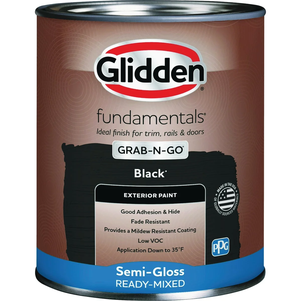 Lightweight Glidden Fundamentals Exterior Grab-N-Go Black Semi Gloss Quart Elite