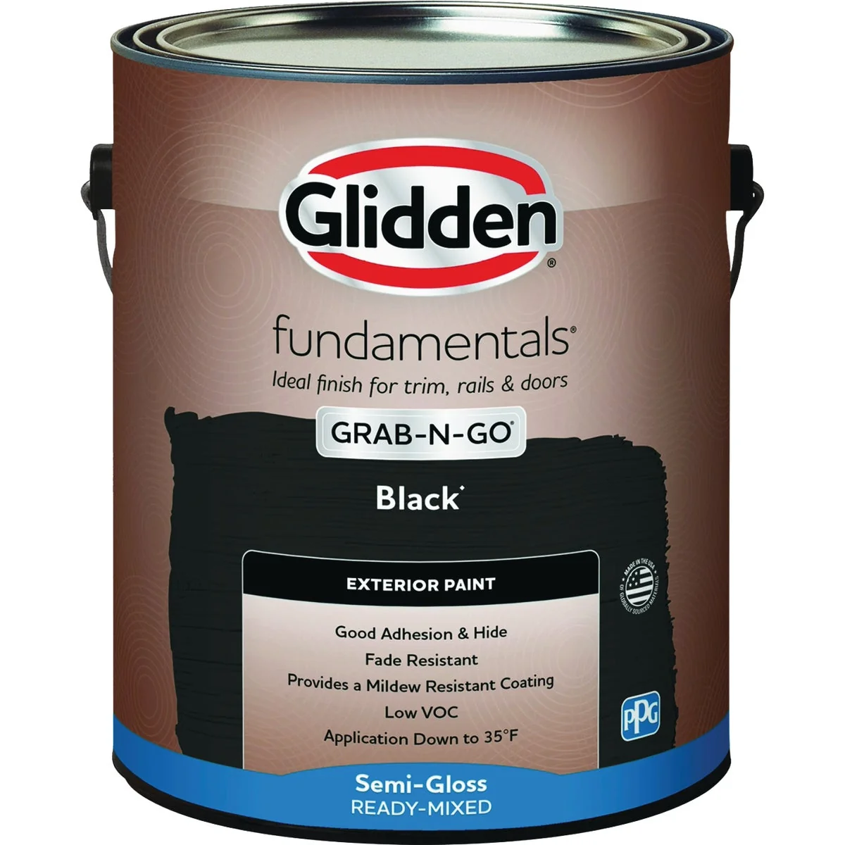 Environmentally Friendly Glidden Fundamentals Exterior Grab-N-Go Black Semi Gloss GL Relaxed