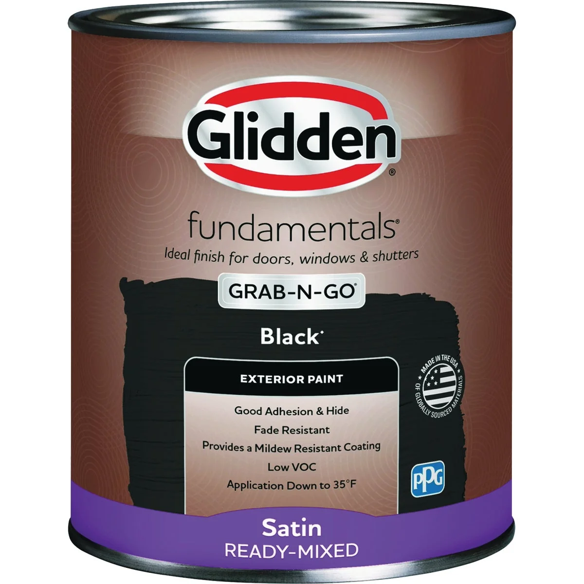 Easy-to-Use Glidden Fundamentals Exterior Grab-N-Go Black Satin Quart Consistent
