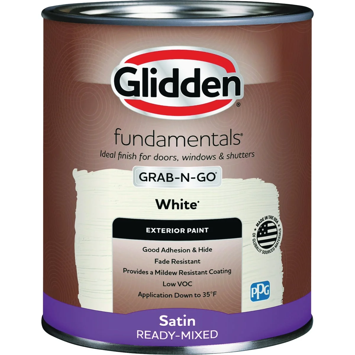Solid Glidden Fundamentals Exterior Grab-N-Go White Satin Quart Premium