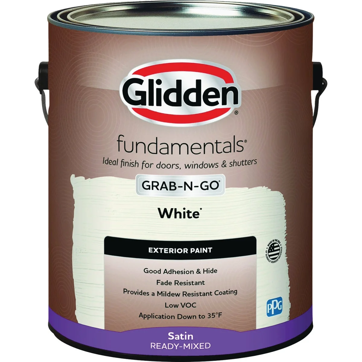 Fashionable Glidden Fundamentals Exterior Grab-N-Go White Satin Gallon Smart