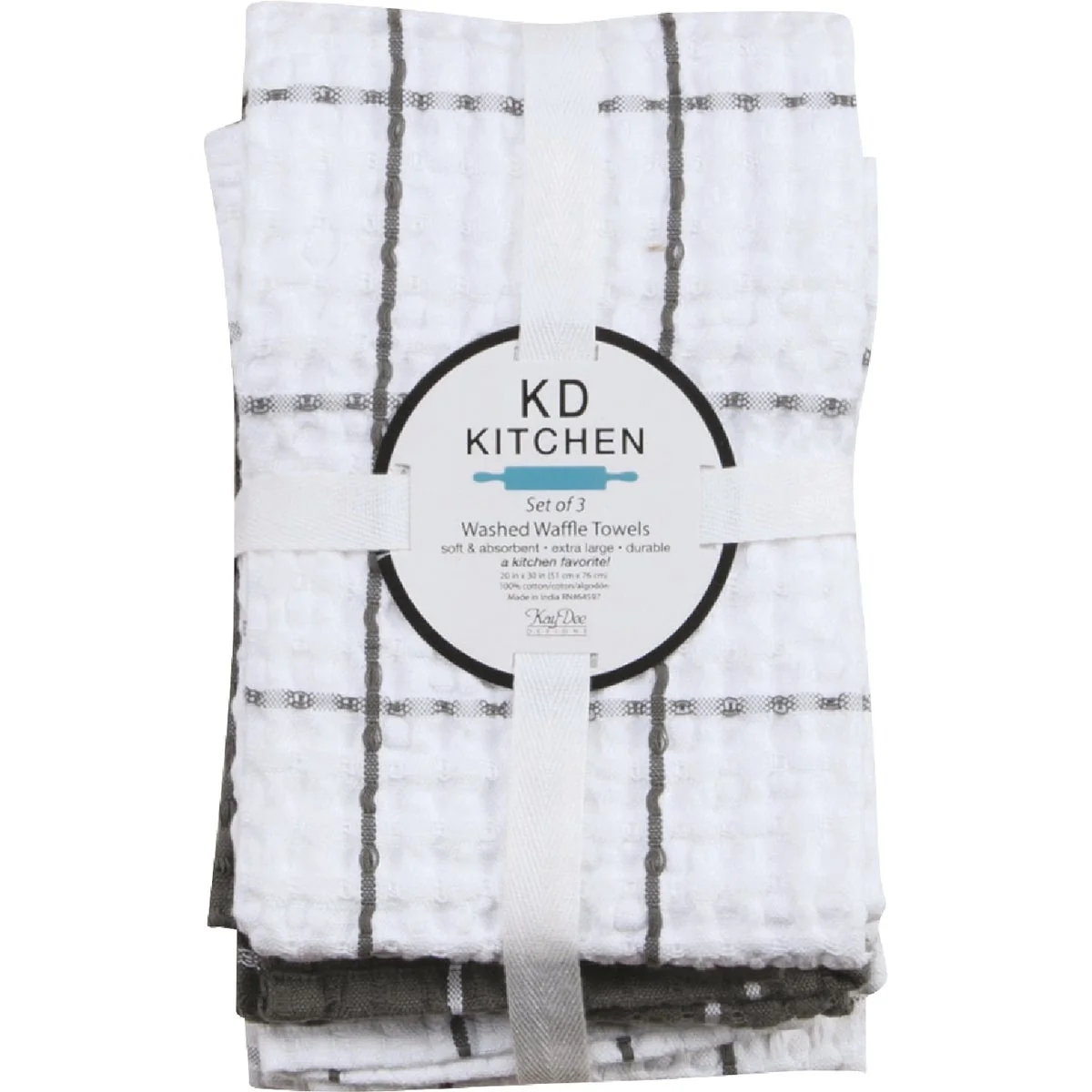 Reliable Kay Dee Designs Graphite Waffle Kitchen Towel 3-Pack Exclusive