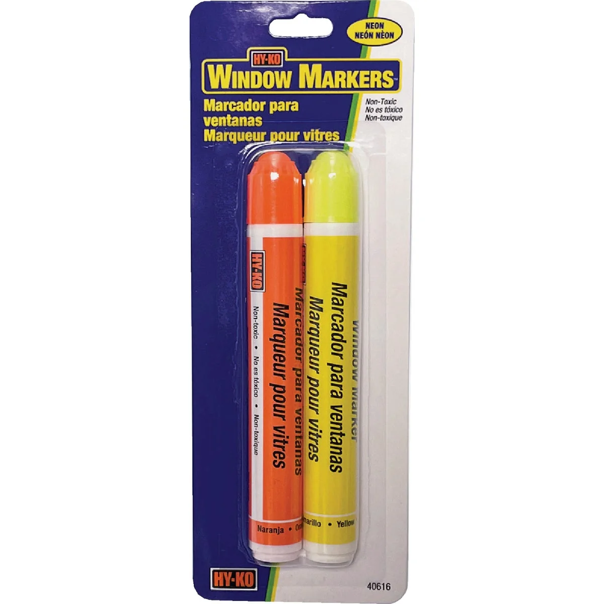 Smooth Hy-Ko Orange Yellow Neon Window Marker 2-Pack Soft