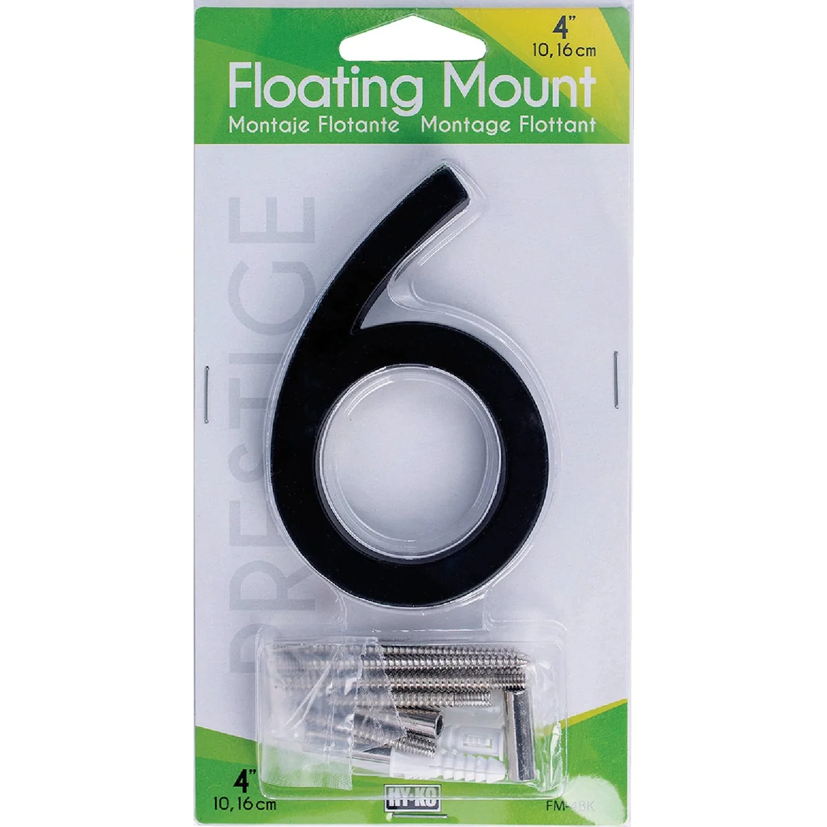 Premium Hy-Ko 4 In. Black Floating Mount Number 6 Next-Generation