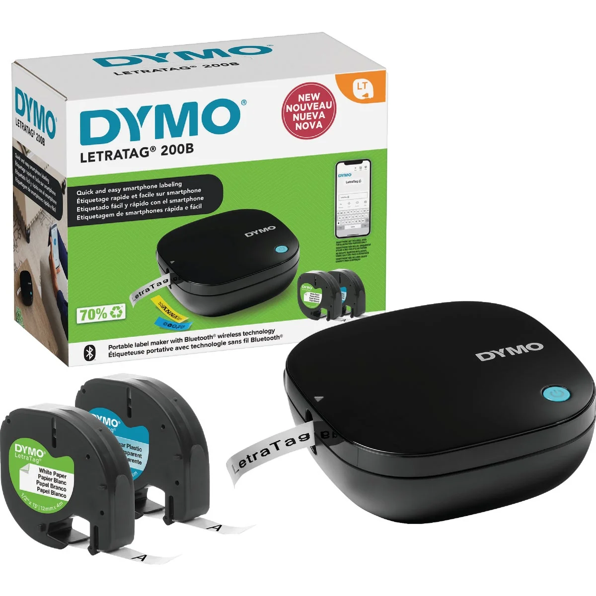 Luxury DYMO LetraTag 200B Bluetooth Label Maker with 2 Assorted Label Tapes Effective