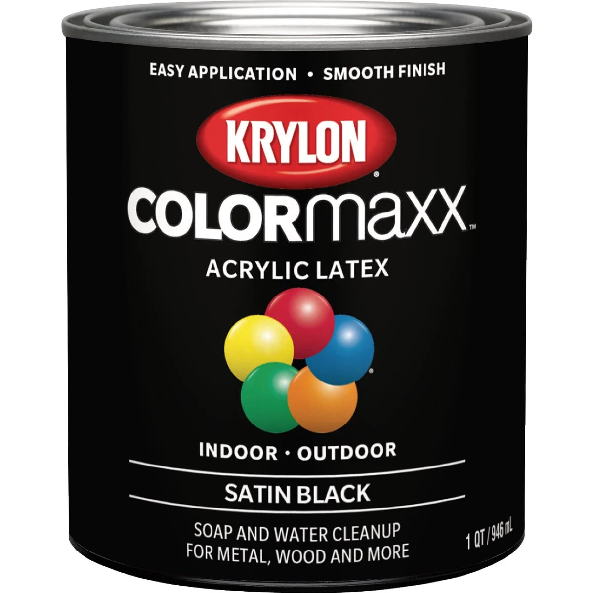 Luxury Krylon ColorMaxx Satin Interior Exterior Wall Paint Black 1 Qt. Functional