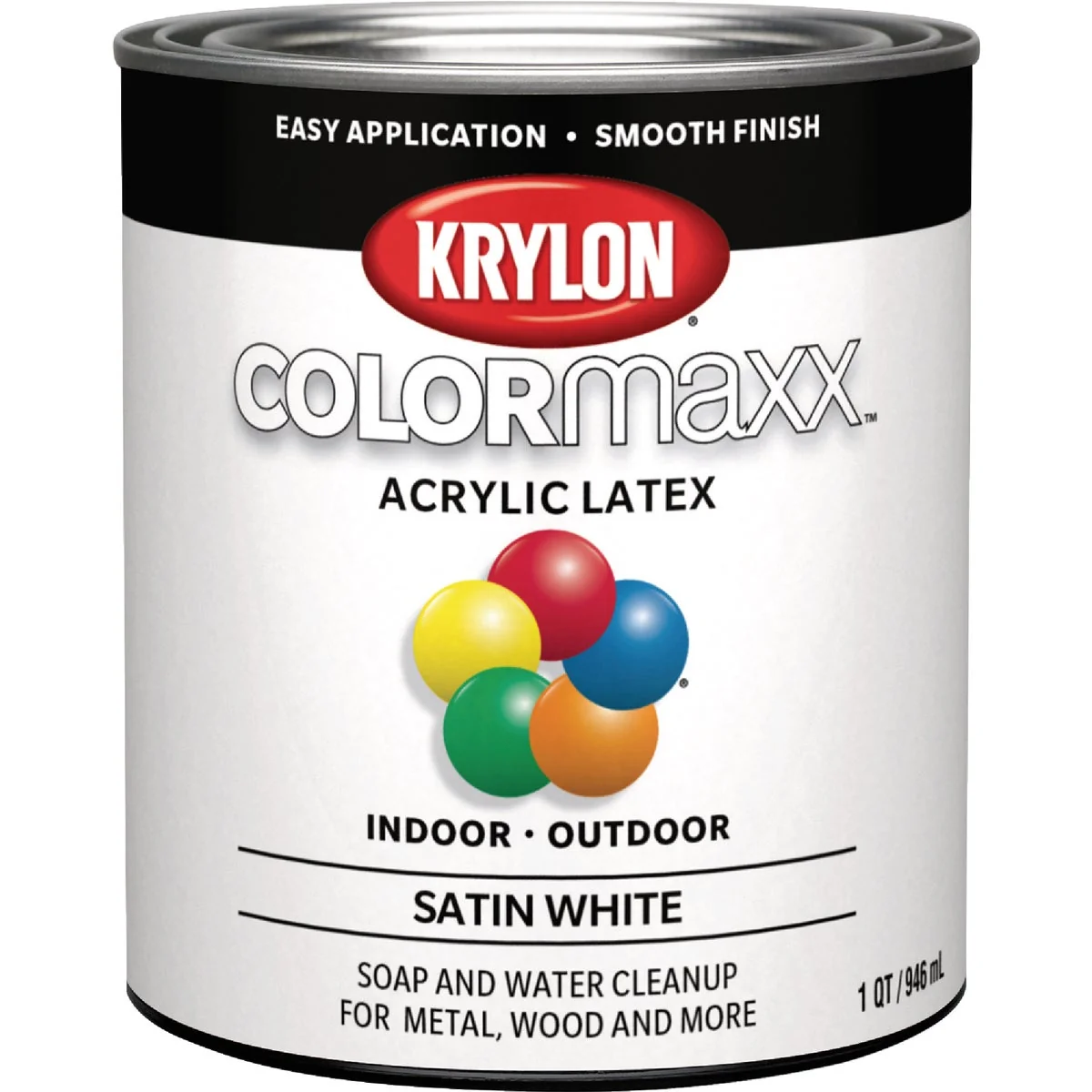 Premium Material Krylon ColorMaxx Satin Interior Exterior Wall Paint White 1 Qt. Certified