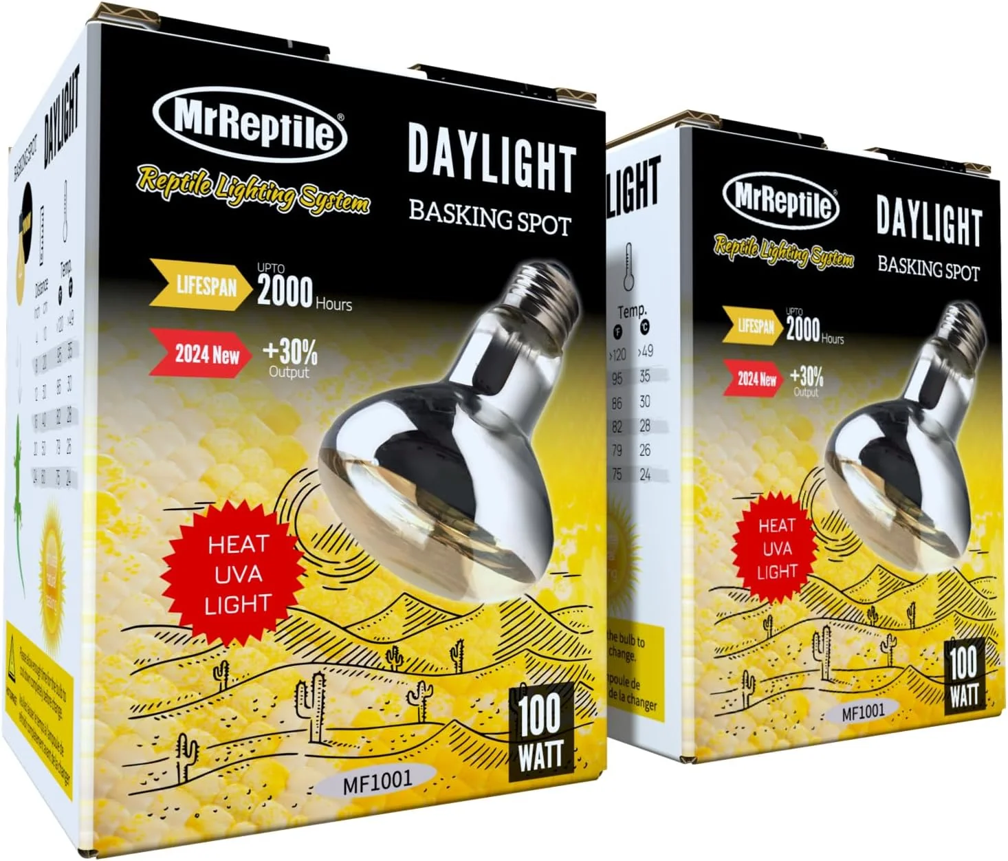 Crafted MRREPTILE Reptile Heat Lamp Bulbs 2-Pack 100W Daylight Basking Bulbs Reptile Basking Lamps Bearded Dragon Basking Light Simulated Natural Basking for Reptiles Snakes Lizards Tortoise Heater Elite