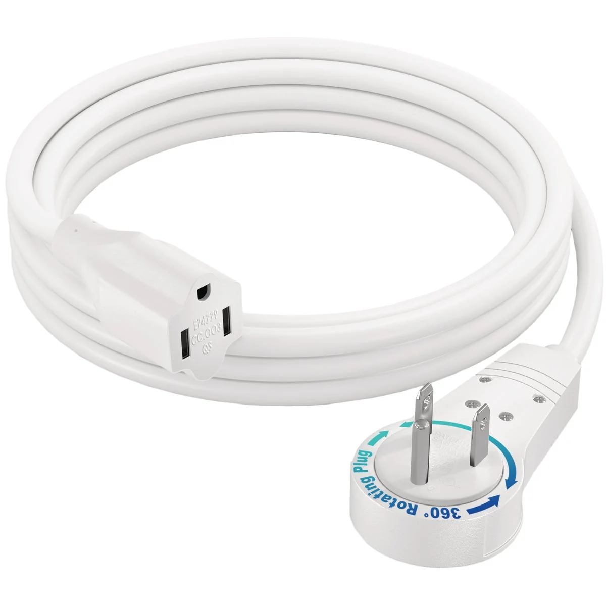 Smart Maximm 6 Ft. 16 3 White 1-Outlet 360 Deg. Rotating Plug Extension Cord Relaxed
