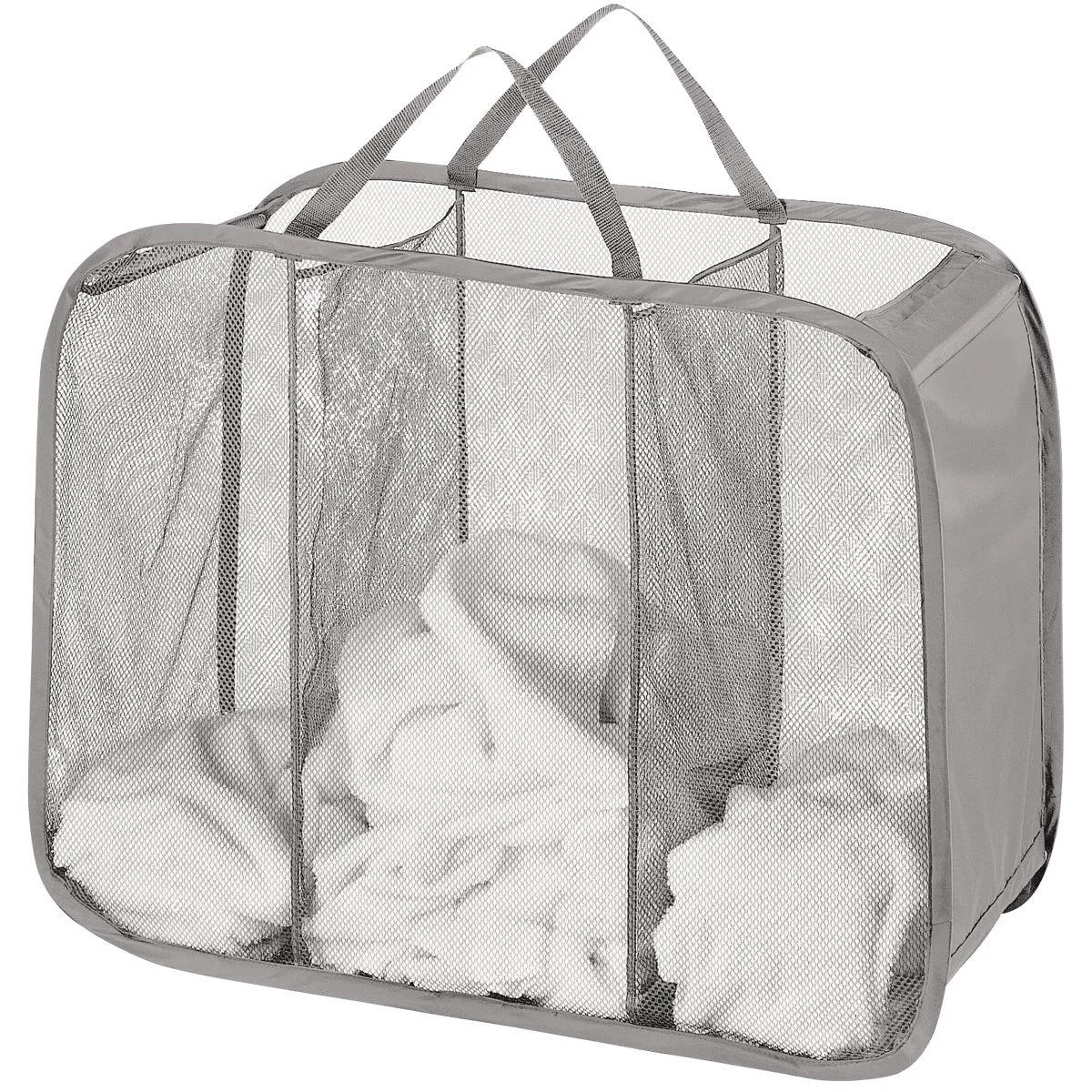 Outstanding Whitmor Gray Pop and Fold 3-Bin Laundry Sorter Hamper Genuine