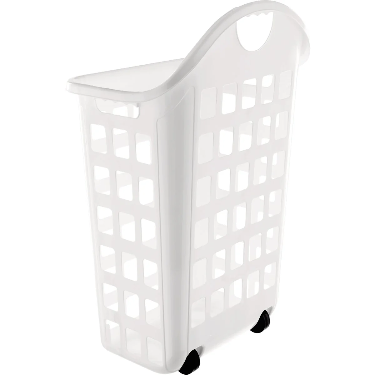 Durable United Solutions 2 Bushel White Rolling Hamper Quality