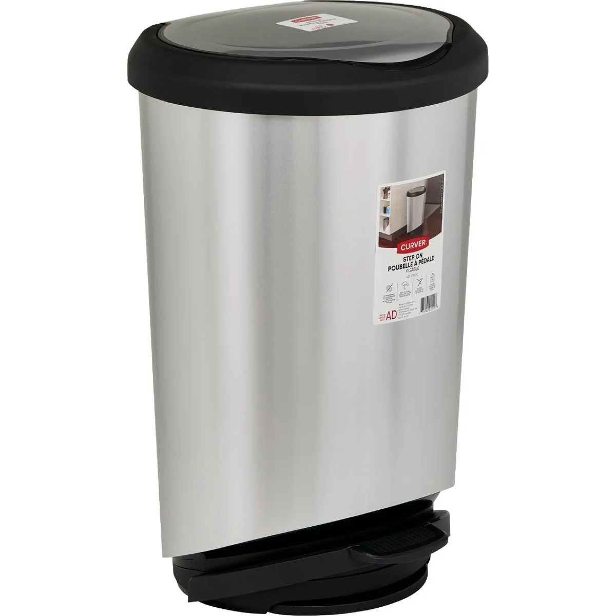 Original Curver Tondo 44.4 Qt. Step Trash Bin Minimalist