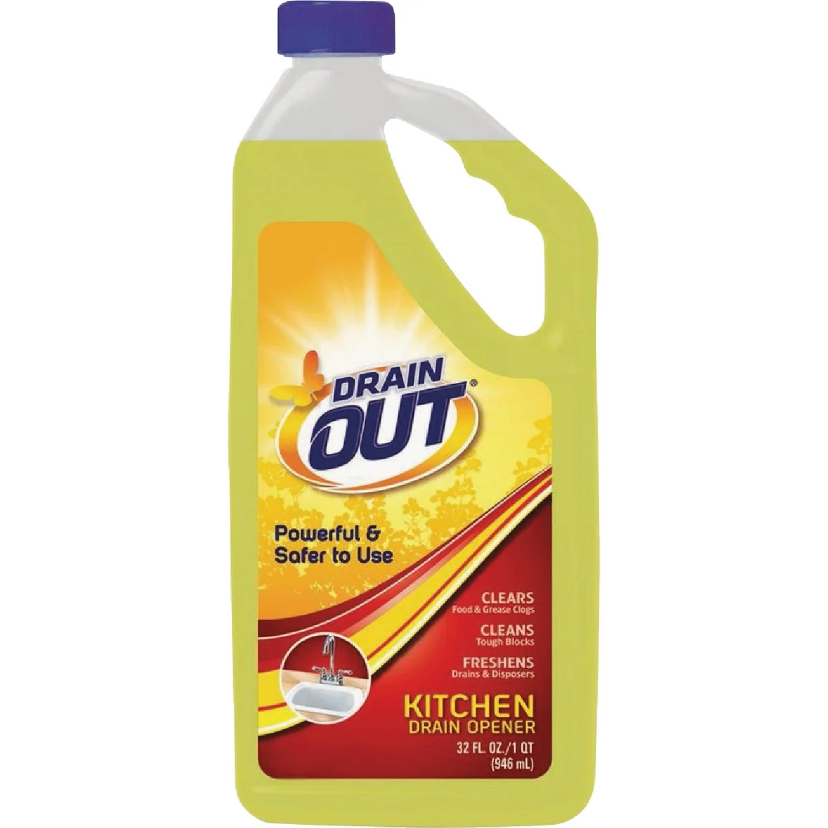 Enhanced DrainOut 32 Oz. Liquid Kitchen Drain Opener Excellent