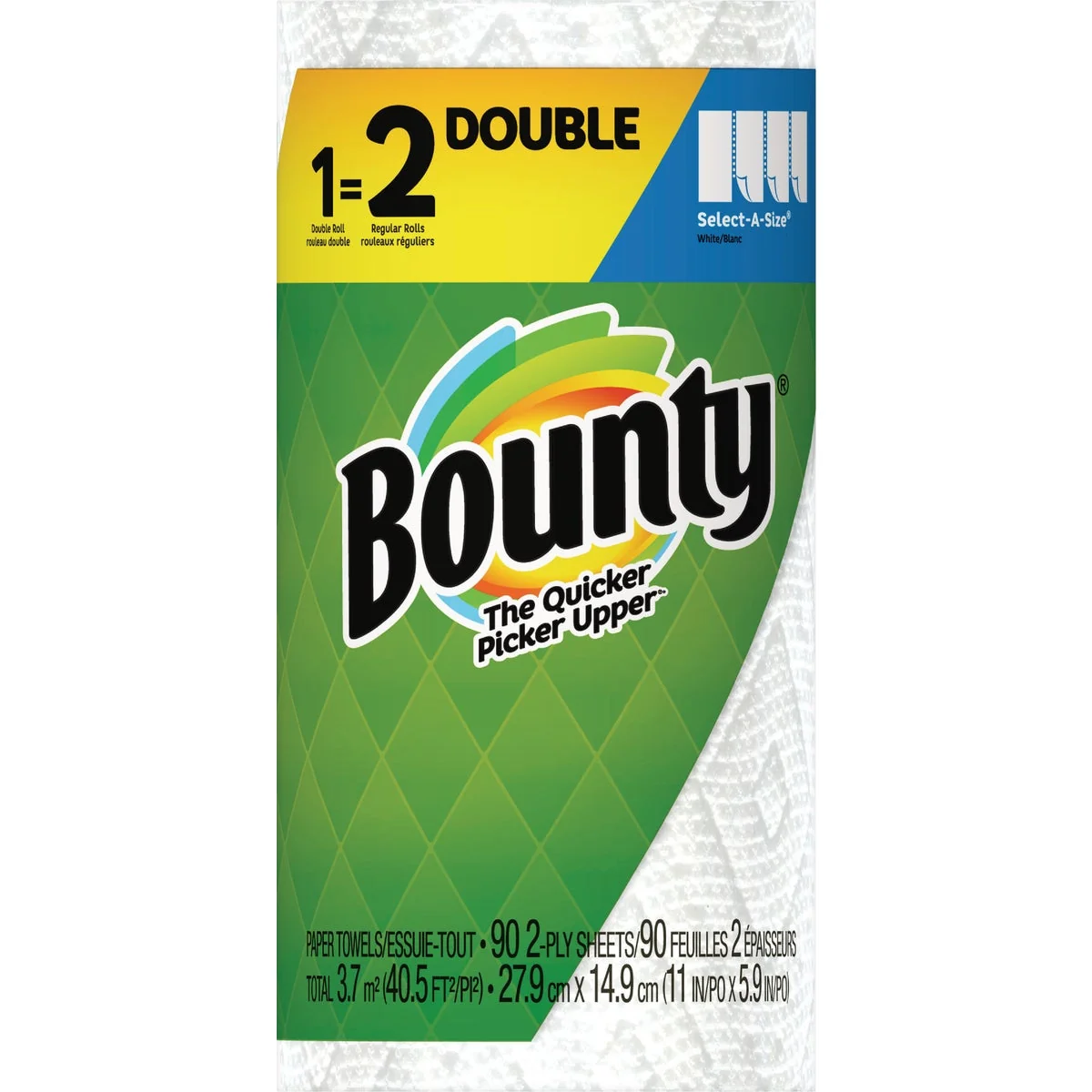 Carefully Designed Bounty Select-A-Size Paper Towels 1 Double Roll White 90 Sheets Per Roll Organic
