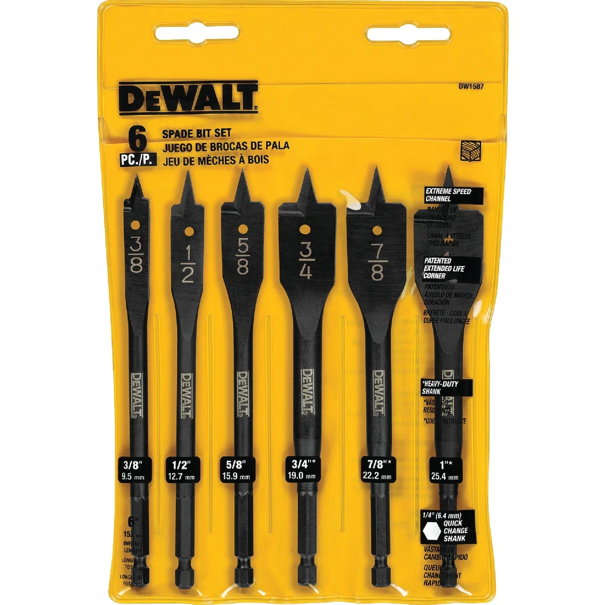 Recyclable DeWalt 6-Piece Heavy-Duty Spade Bit Set Enhanced