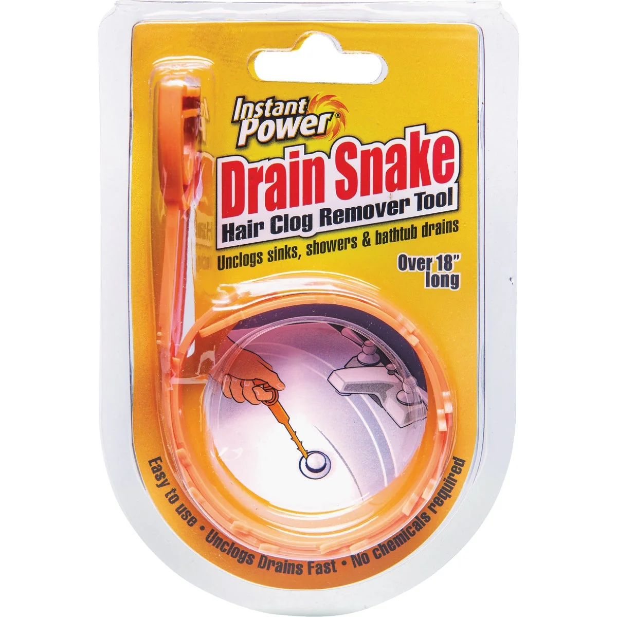 World-Class Instant Power Drain Snake 18 In. Hair Clog Removal Tool Relaxed