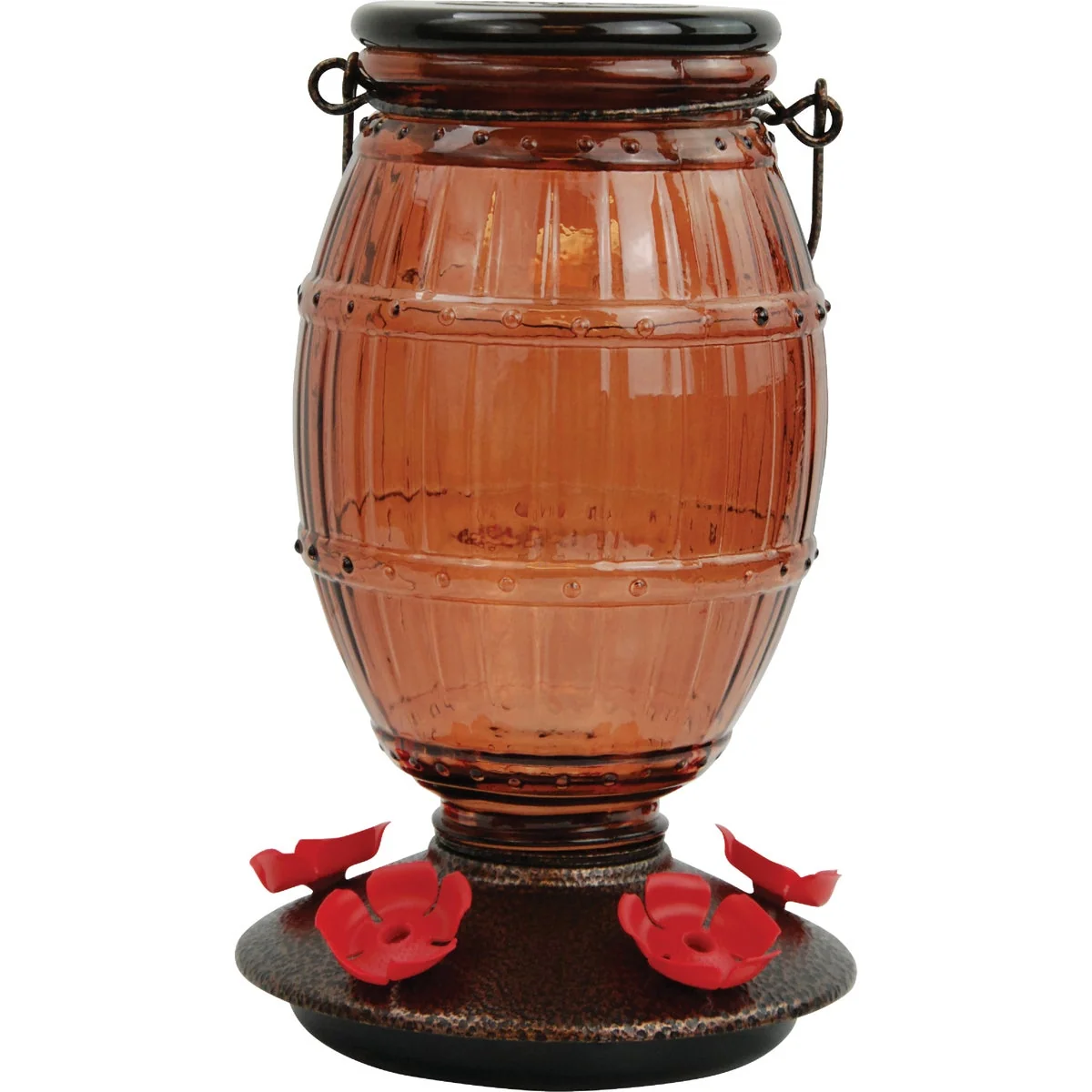 Green Perky-Pet 24 Oz. Rose Gold Glass Top-Fill Hummingbird Feeder Casual