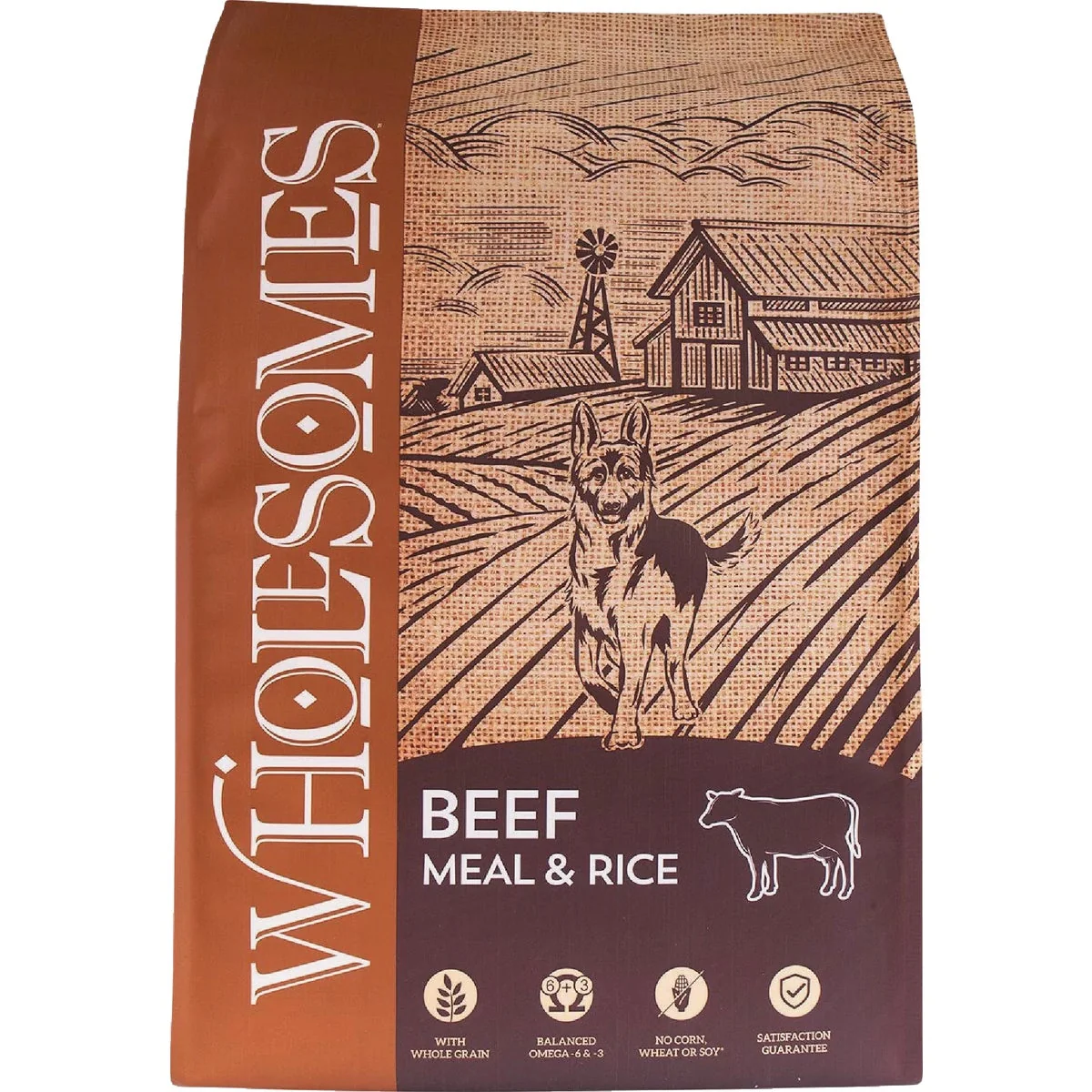 Selected Wholesomes 40 Lb. Beef Meal Rice Dry Dog Food Powerful